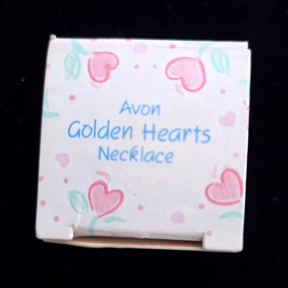 VTG 1989 Avon Golden Hearts Necklace Kids Gold Tone Bow Detail NIB‎
